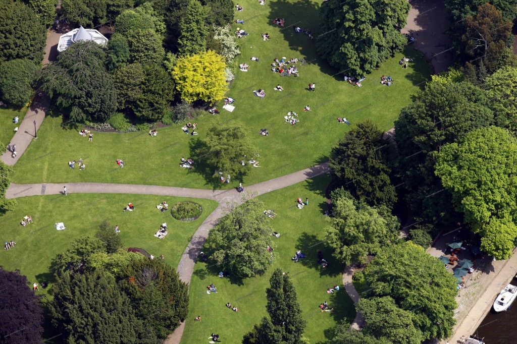 An aerial view of York's Museum Gardens.