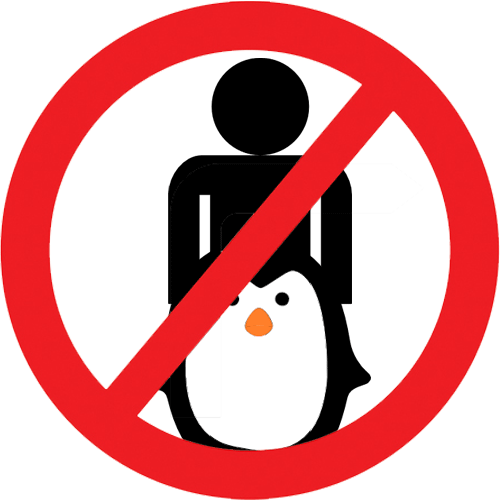 A road sign prohibiting sex with a penguin