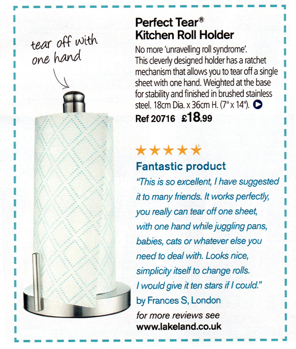 Lakeland's kitchen roll holder from their 2010 summer catalogue