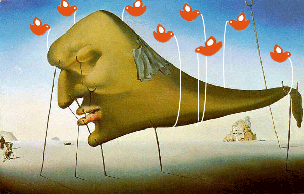 Salvador Dali's Sleep, as the Twitter logo.