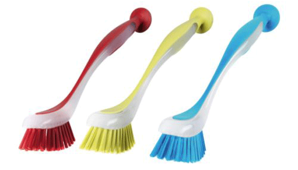 IKEA Plastis washing up brushes in red, yellow and blue