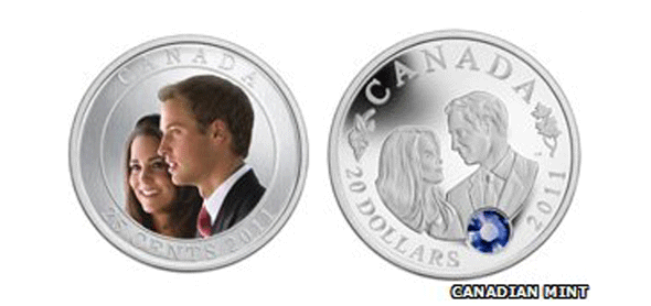 Commemorative coins celebrating William and Kate's royal marriage, 2011