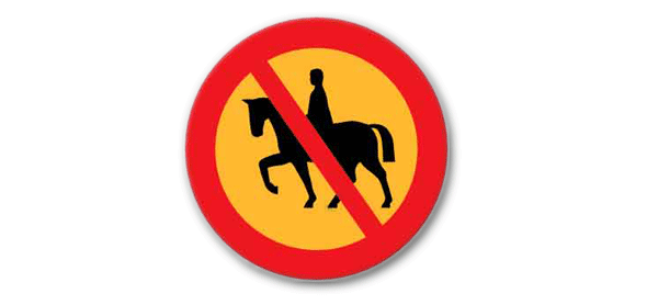 A no horse riding road (traffic) sign